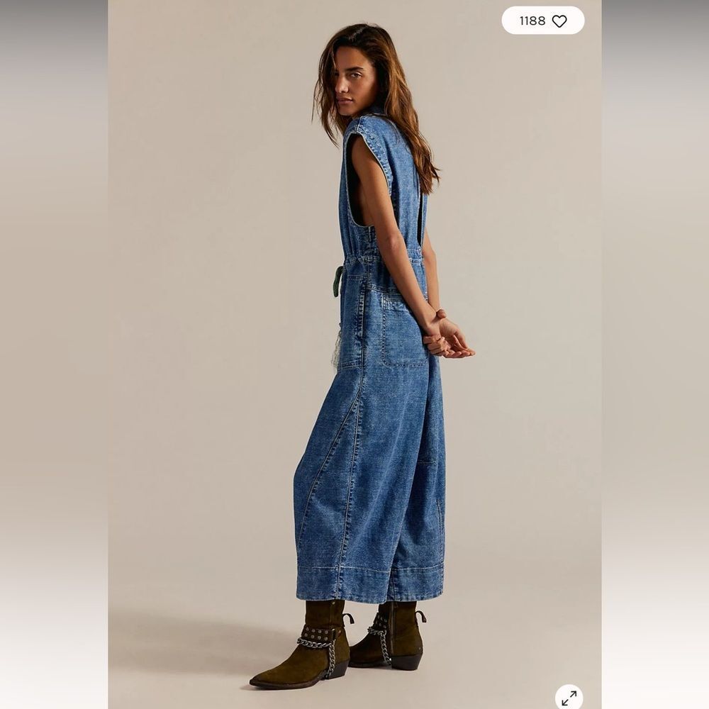 New Free People We The Free Lantana Cropped Coverall - Picture 3 of 8